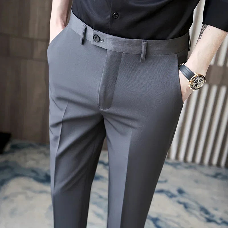 Men Slim Fit Casual Office Trousers Formal Social Wedding Party Suit Pant