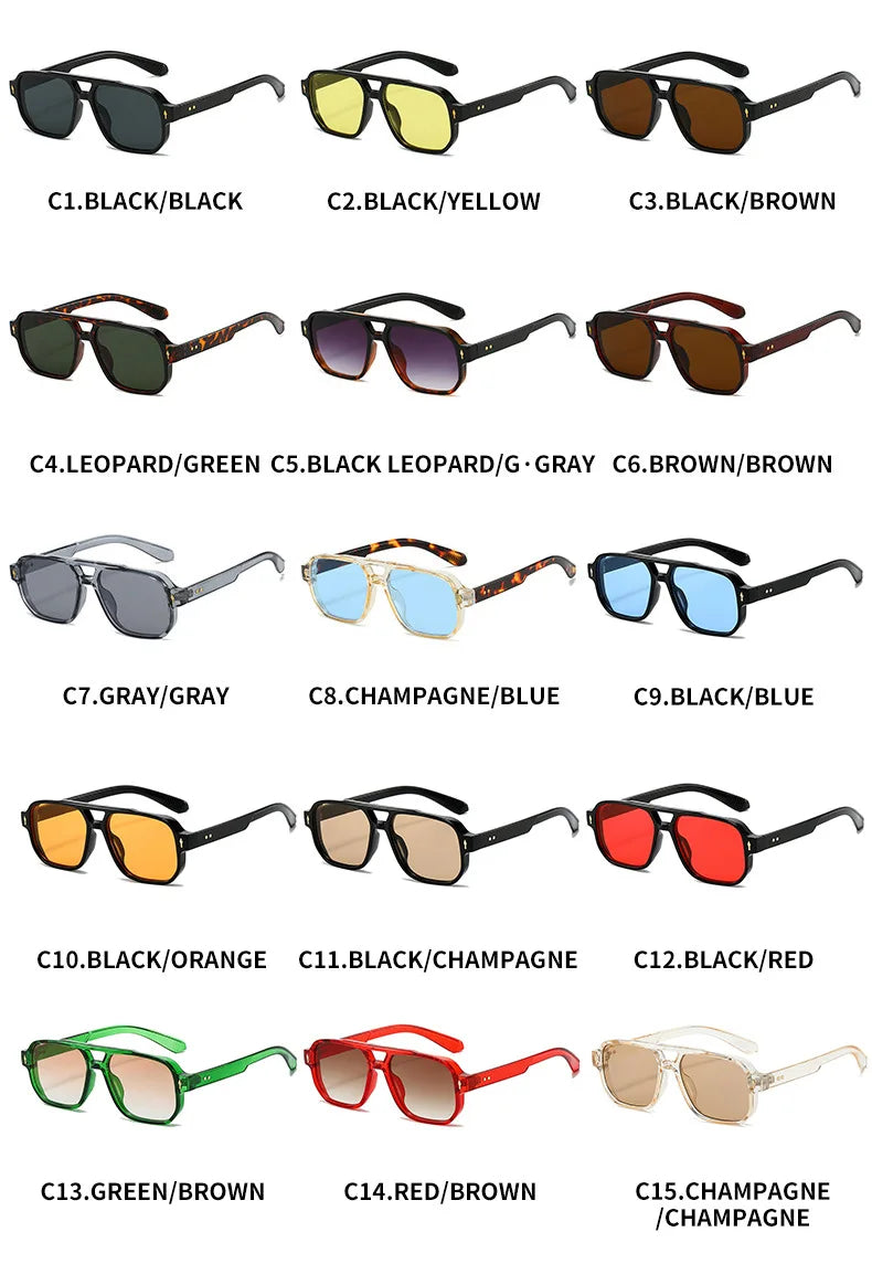 Fashion Square Sunglasses Women Men Driving Rivets Arrow Decoration Casual Travel Suitable for All Sun Glasses Uv400