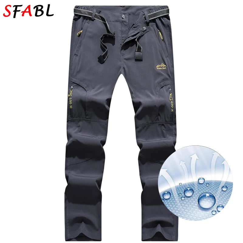Quick Dry Hiking Pants Men Stretch Waterproof Tactical Pants Zipper Pockets