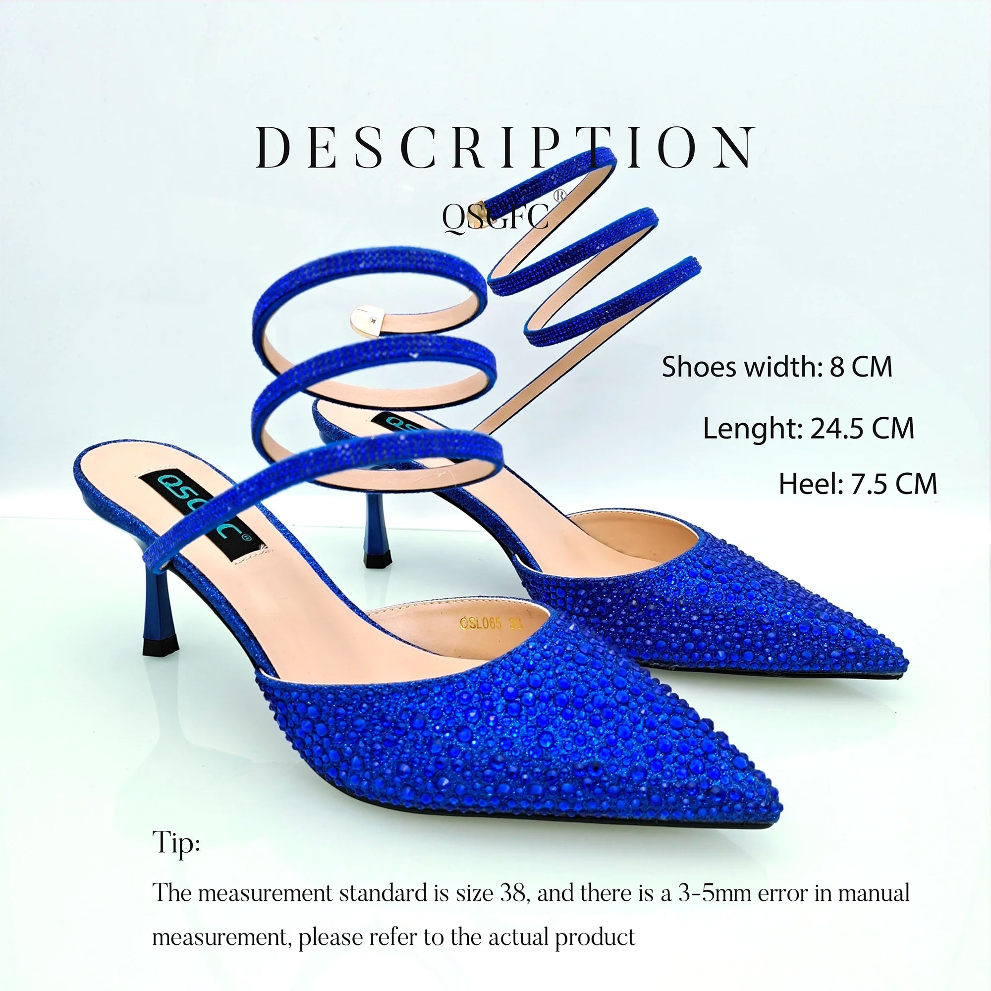 Shoes And Bag Full Diamond Women's Pointed Toe High Heels