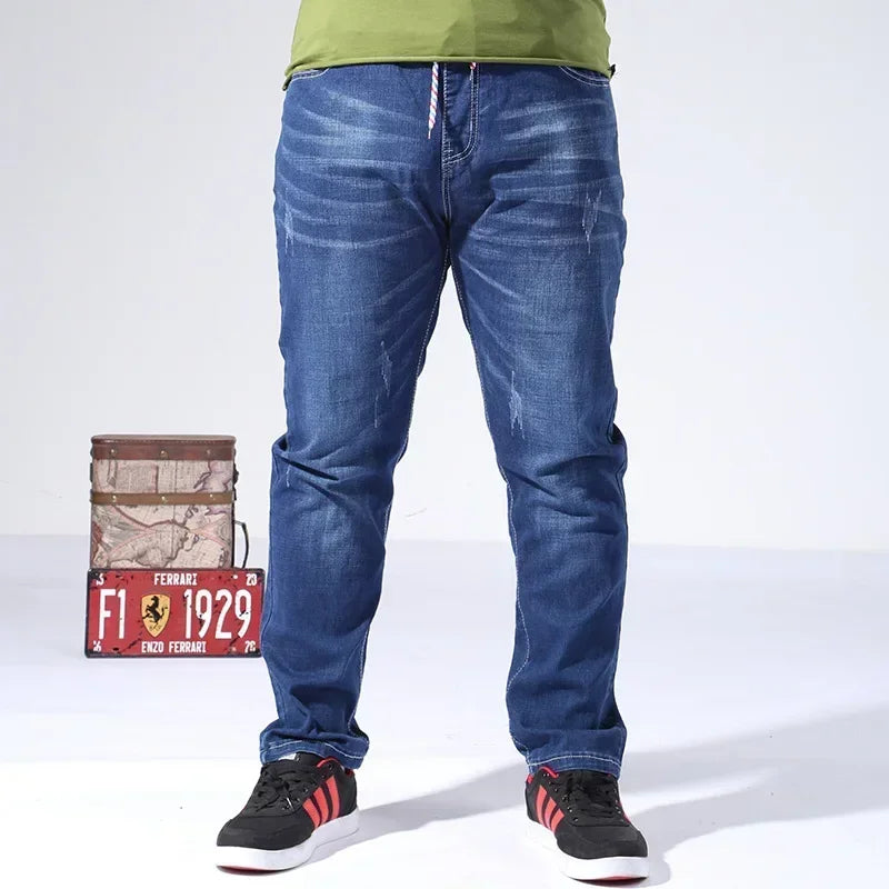 Oversized jeans 300 pounds extra large PANTS Big men 160kg thin Spring trousers High waist 8XL 60 big Szie 10XL men blue jeans