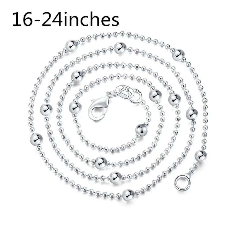 Sterling Silver Sweater Bead Chain Women's Necklace