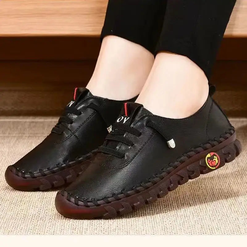 Sneakers Women Shoes Loafers Lace Up Leather Flat New Spring Casual comfortable Mom Shoe Mujer Zapatos Chaussure Femme
