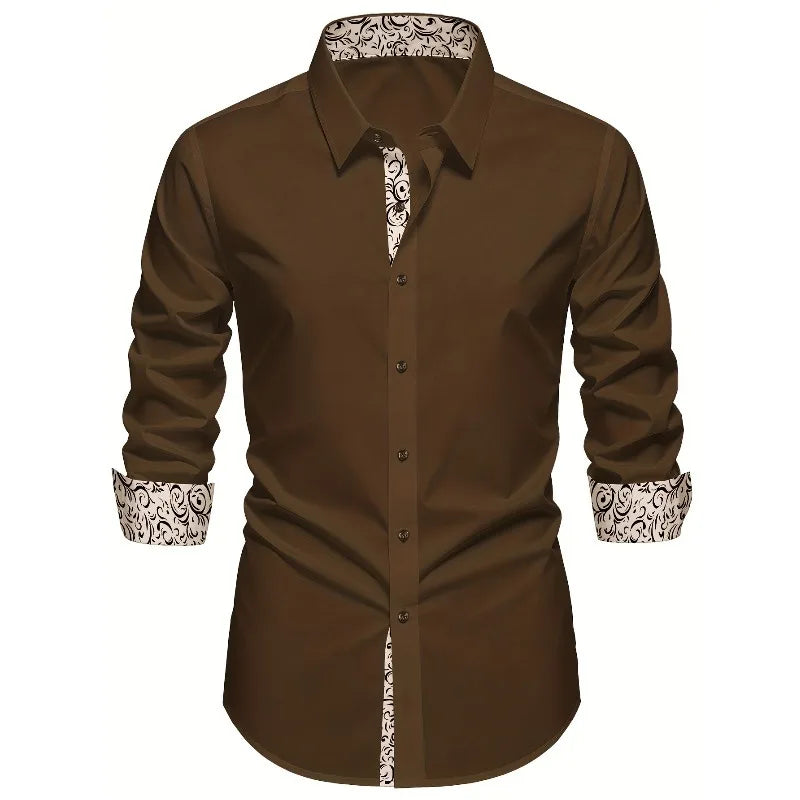 2025 FGKKS Men White Shirt Brand New Trendy Patchwork Long Sleeve Elastic Four Season High Street Male Dress Shirt
