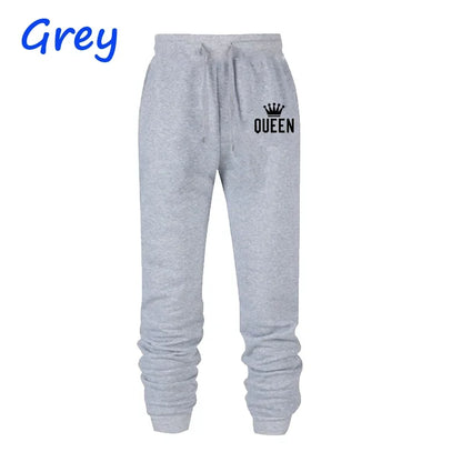 Queen Letter Printed Women Men Sweatpants Long Pants