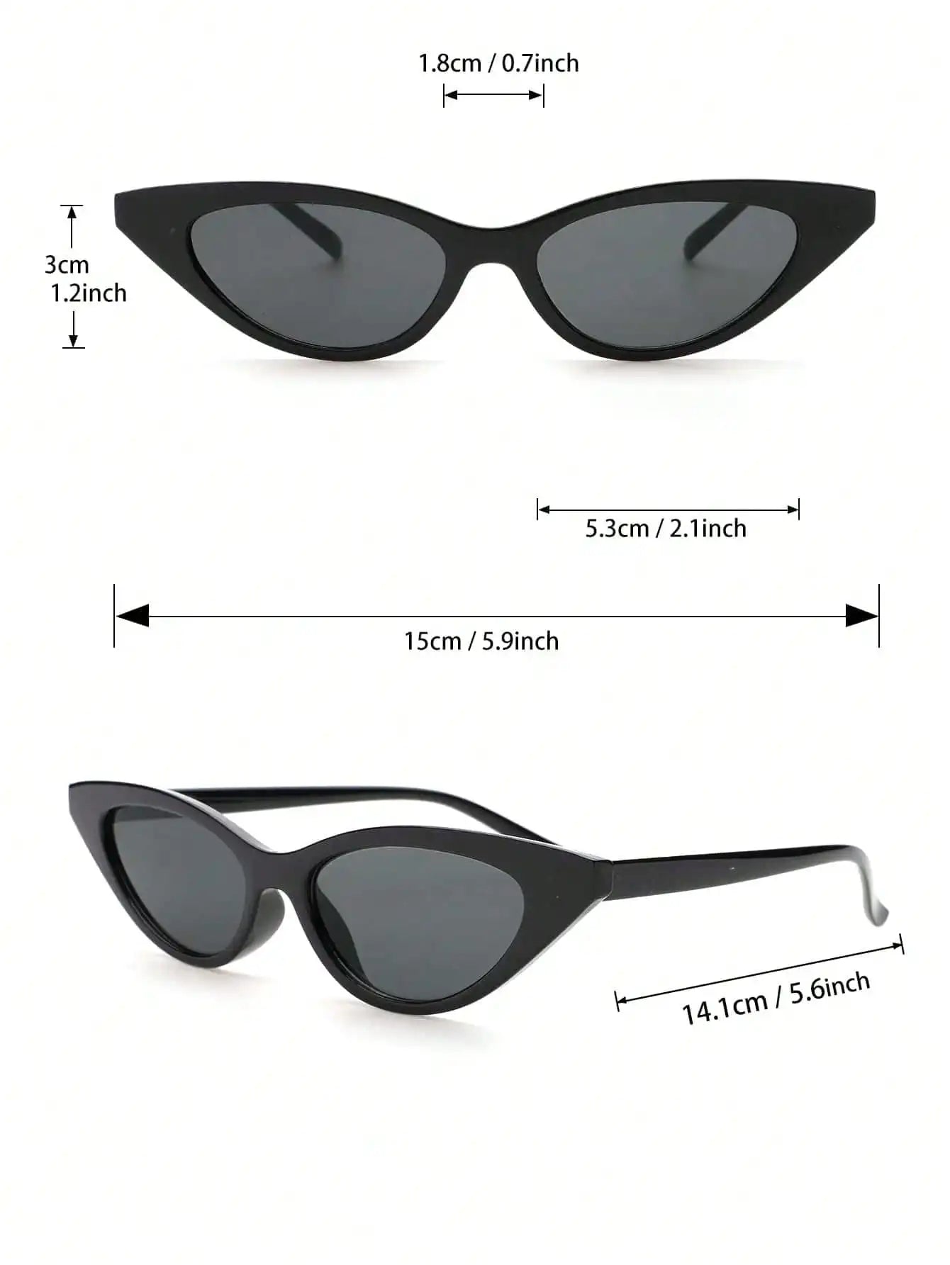 3PCS Unisex Cat Eye&Round&Square Plastic Frame Fashion Sunglasses For Outdoor Travel Hiking