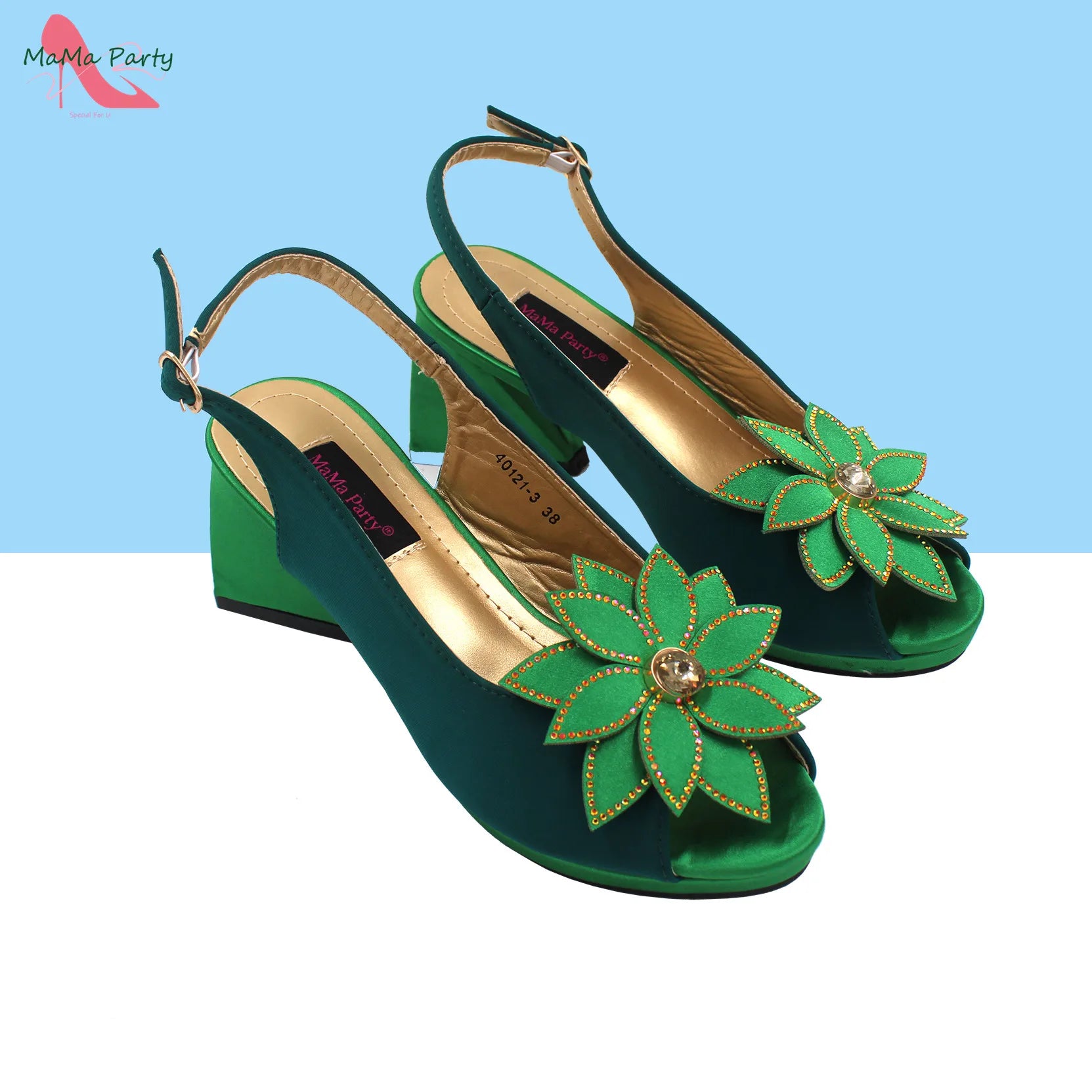 Italian Shoes and Bag Set in Green Color High Quality Comfortable Heels