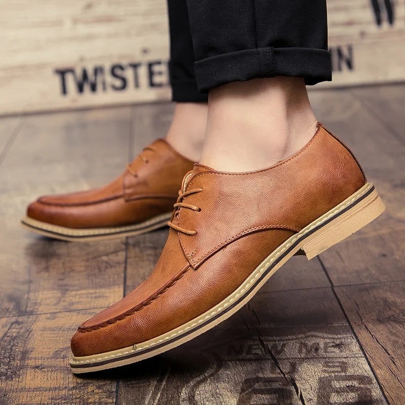 Autumn business casual leather Derby shoes soft soled British formal dress pointed wedding groom leather shoes man