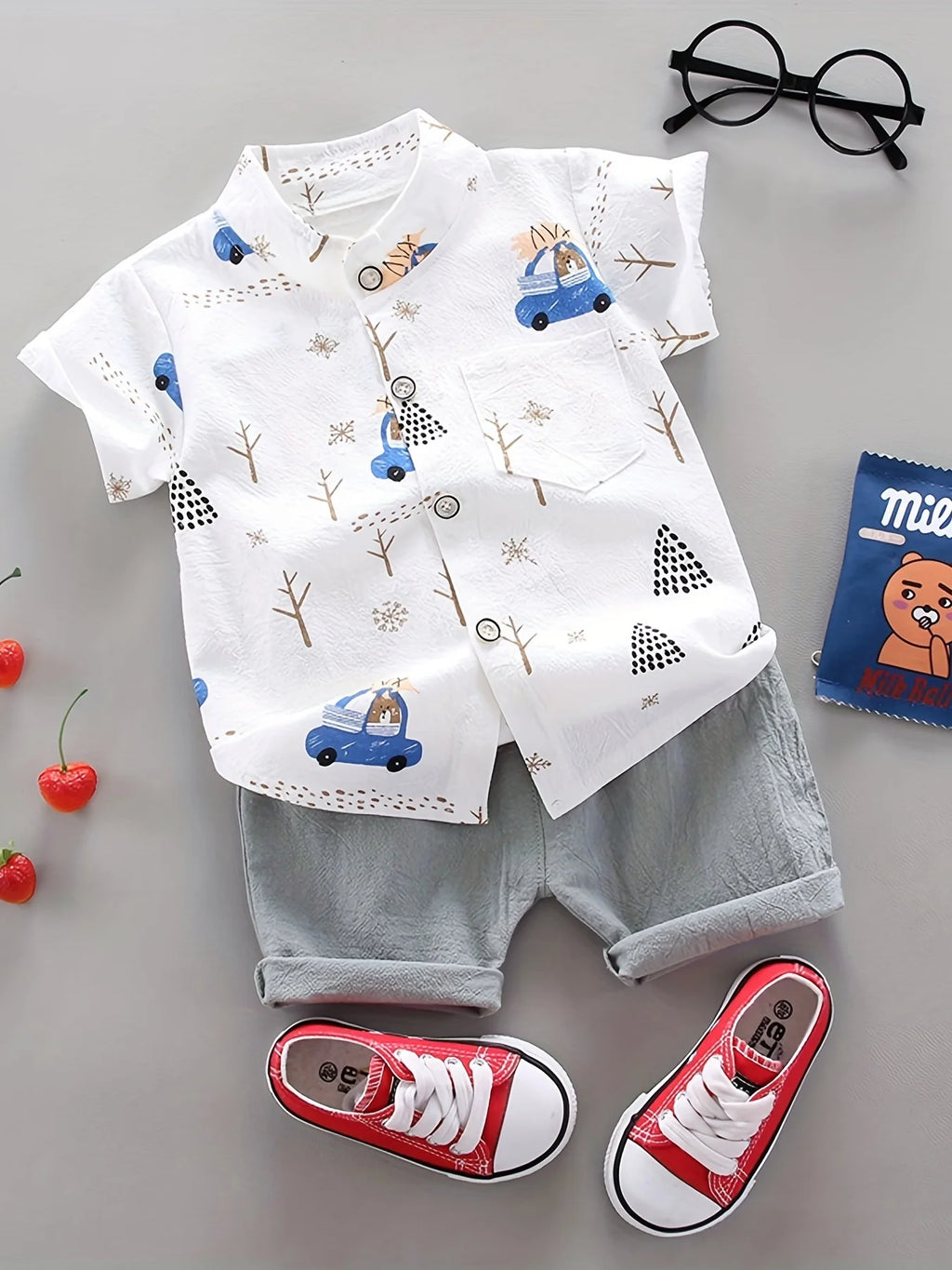 Infant and toddler short sleeved shorts set