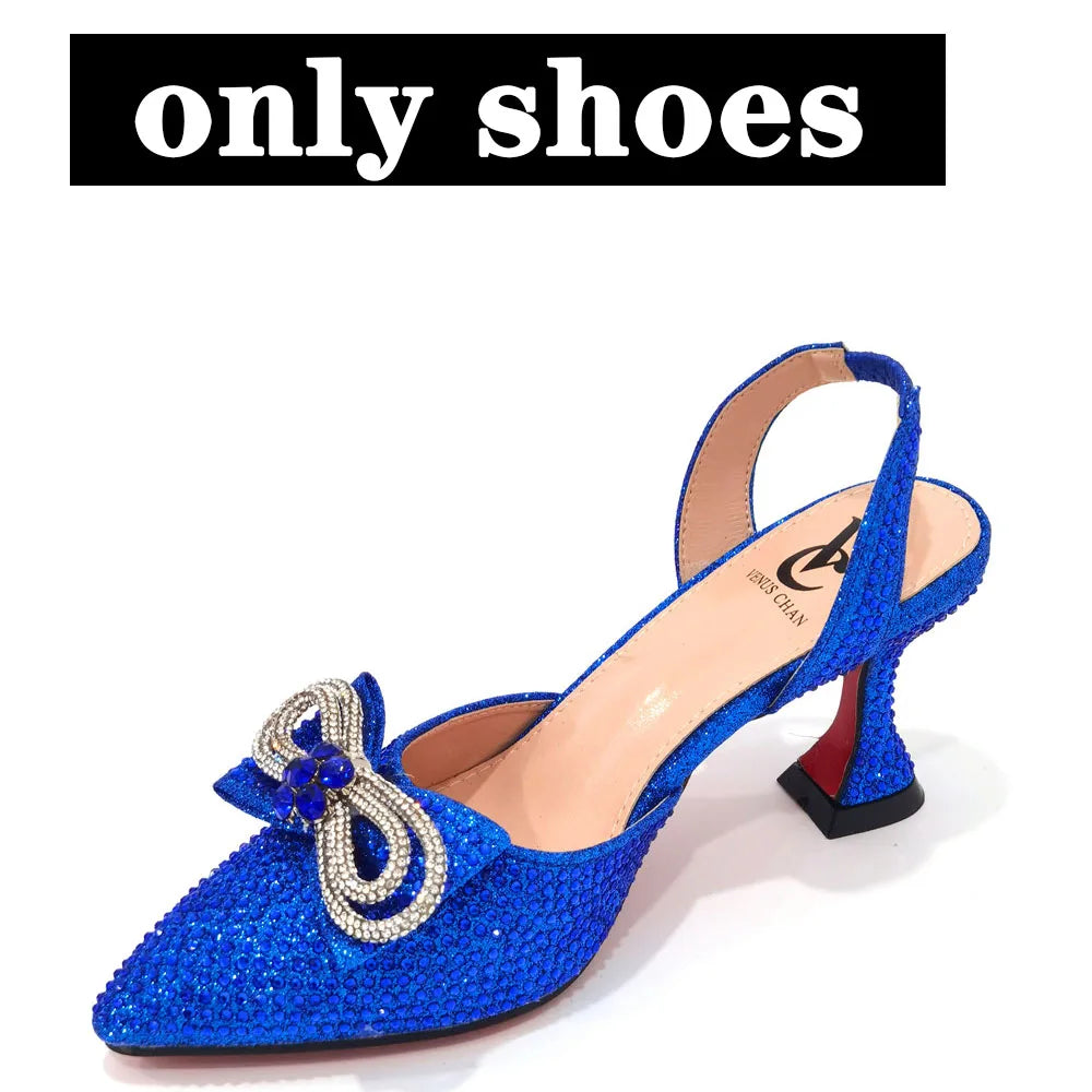 Rhinestone Bow Side Empty Party High Heels Pointed Toe Stiletto Heels