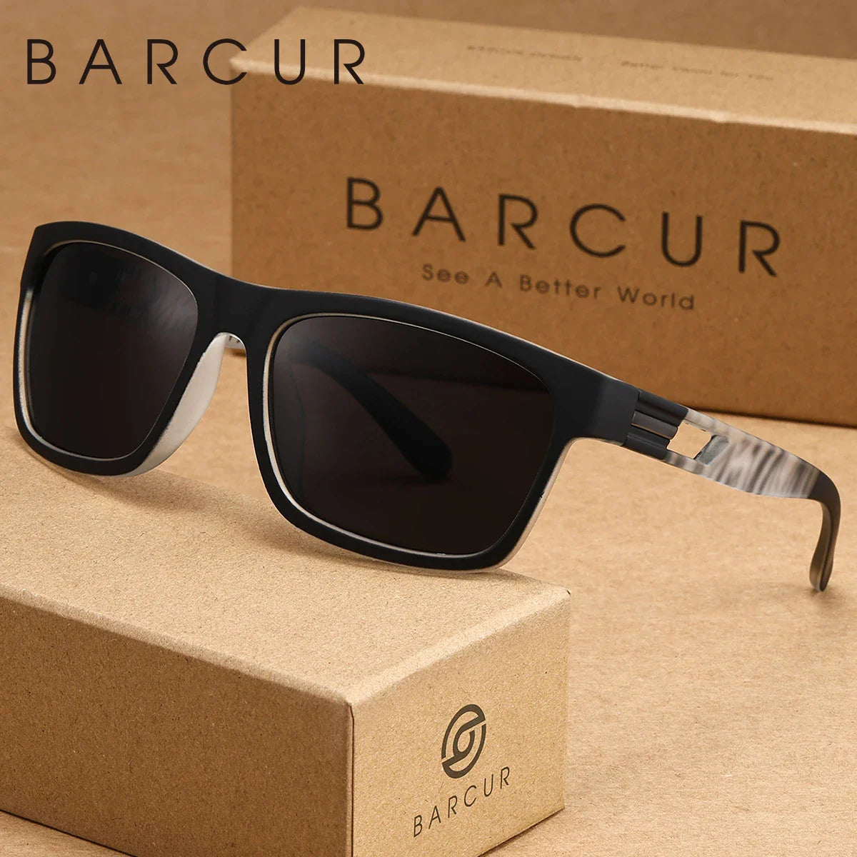 BARCUR Women Box Printed Polarized Sunglasses Tourism Camping Walking Sunscreen Tourism Brand Packaging Gift Giving Men Glasses