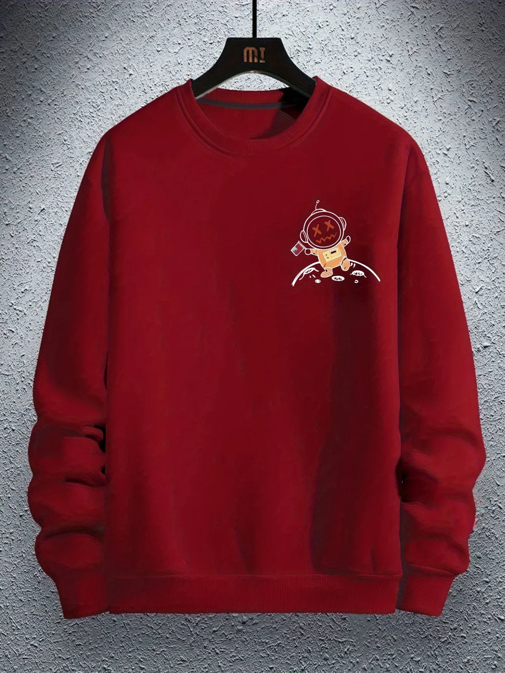 Casual loose astronaut cartoon print long sleeved round neck sweatshirt