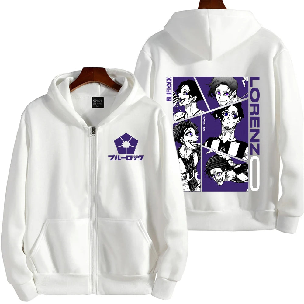 Blue Lock Don Lorenzo Men Zipper Hoodie Spring Autumn Women Sweatshirt 2024 New Cartoon Japan Anime Couple Jackets Coat