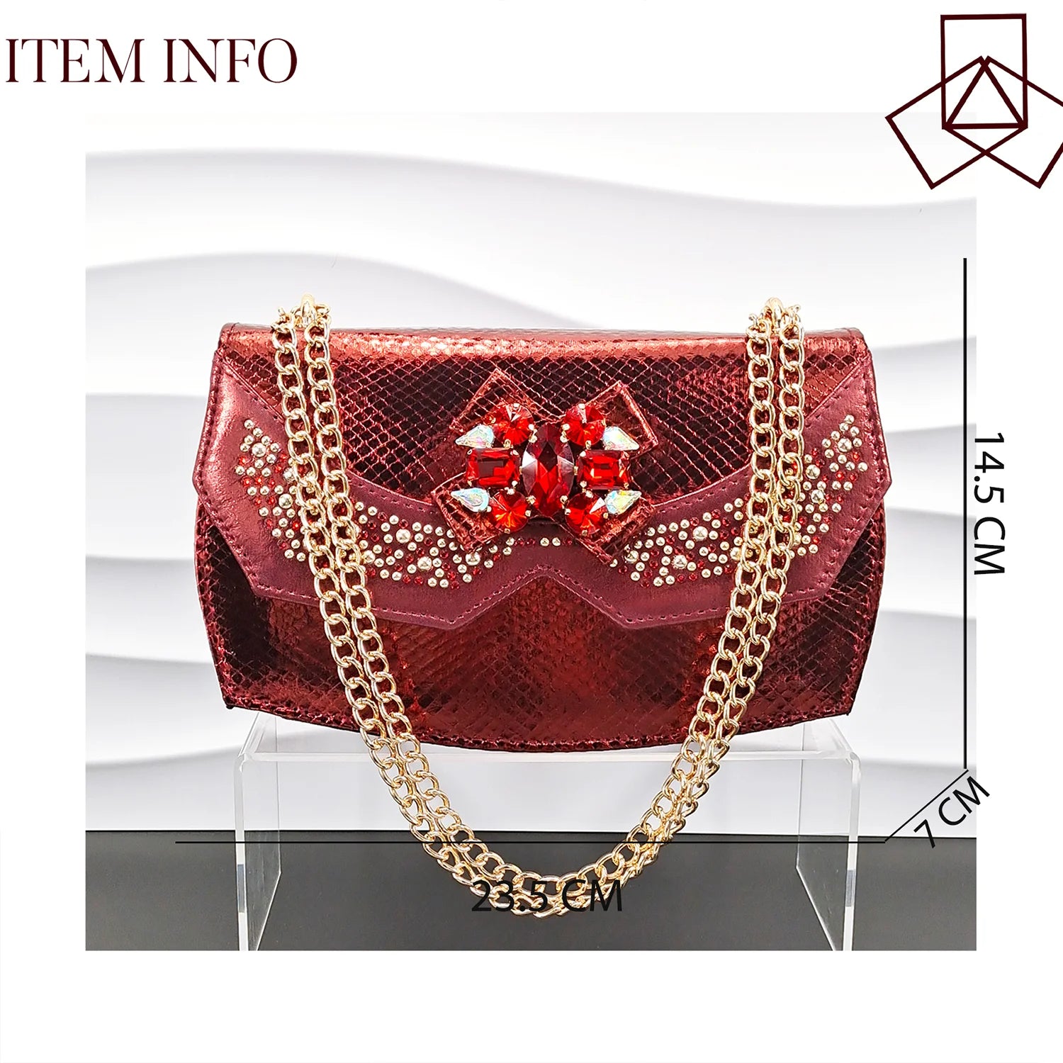 Ladies Wine Color Crystal Heels And Bag Three-Dimensional Capacity Bag & Shoes