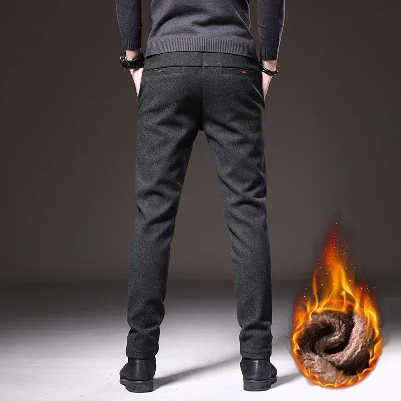 Men's Wool Warm Casual Pants Business Fashion Trousers