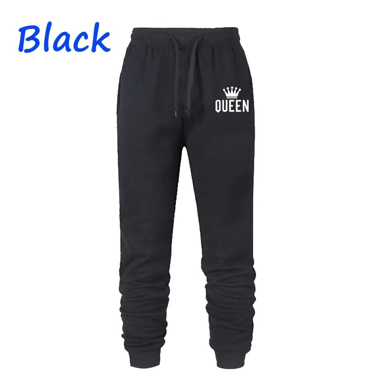 Queen Letter Printed Women Men Sweatpants Long Pants