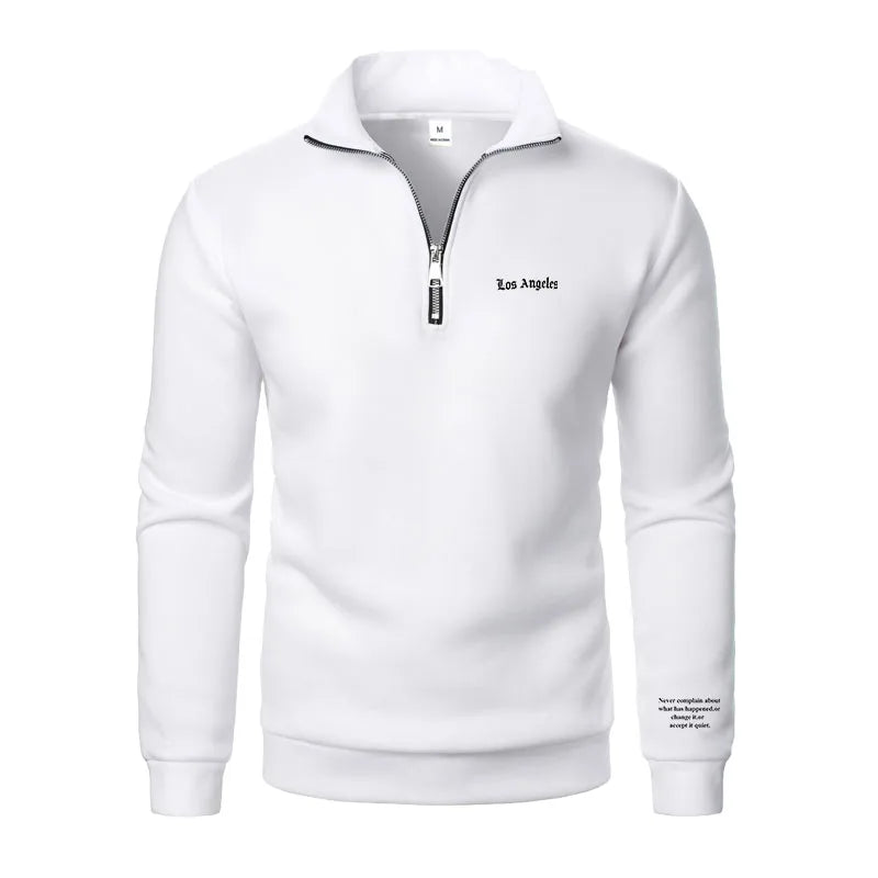 Spring and Autumn new casual half zipper stand up collar hoodie trend simple and loose oversized fleece men's hoodie