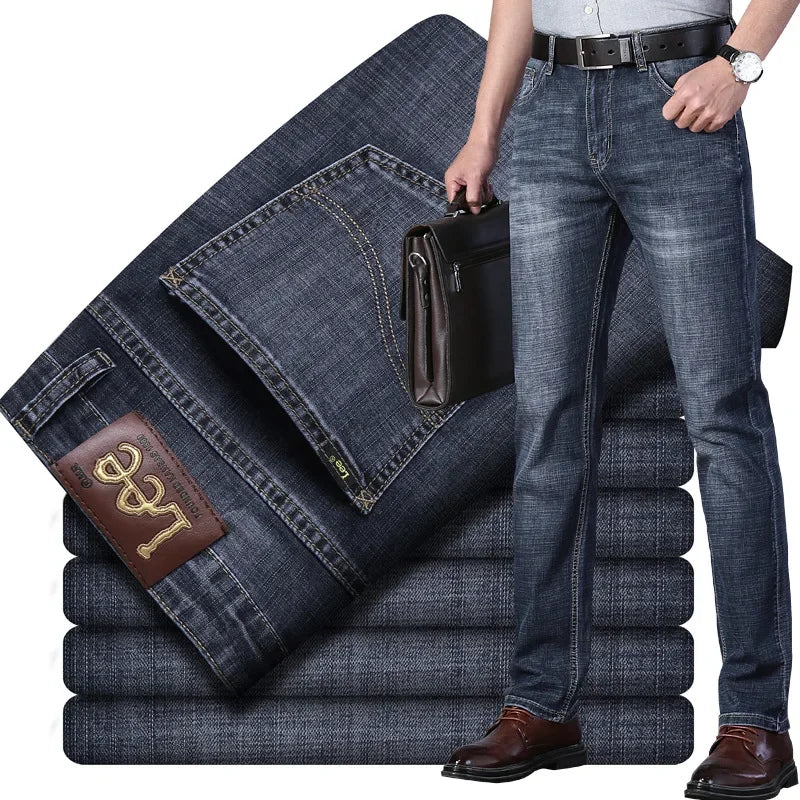 Lee Dexjeans Men's Straight-leg Loose-fit Stretch Business Casual Autumn/winter Thick High-end Denim Long Pants