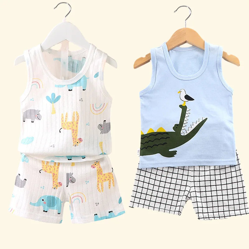 Children's Print Sleeveless Tops Shorts
