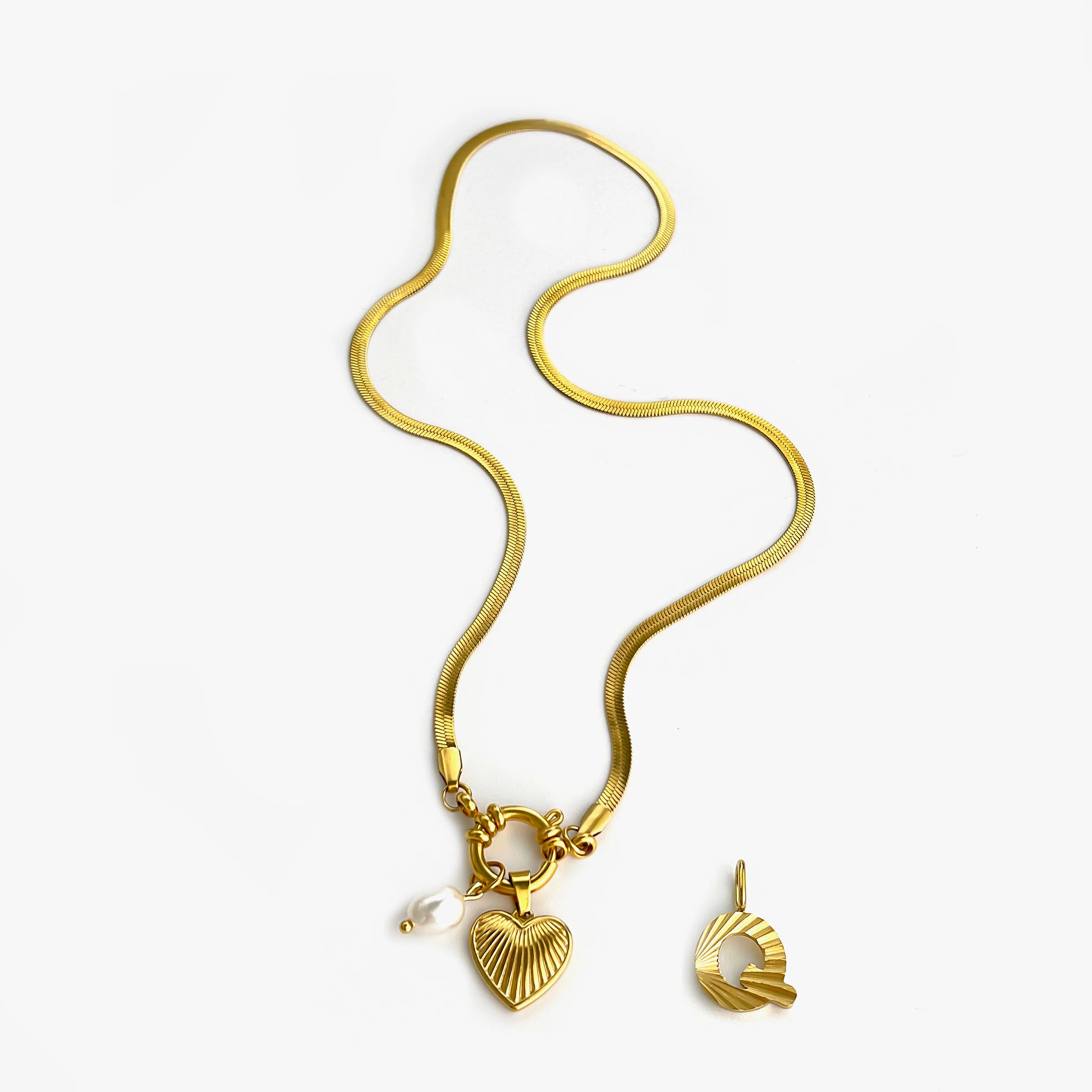 Tarnish Fashion Unusual Jewelry Freshwater Pearl Heart Pendant Necklace