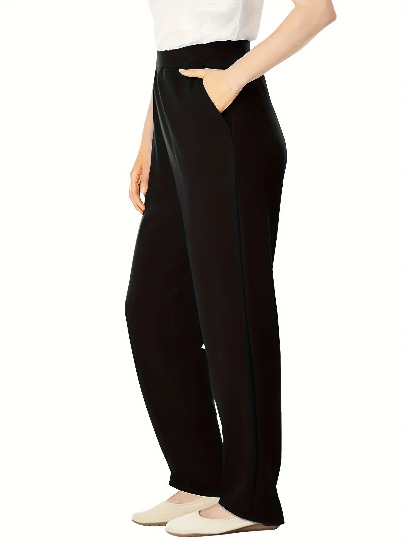 2024 Spring and Autumn fashion new women's plus size business formal wear with solid color straight pants nine-minute pants