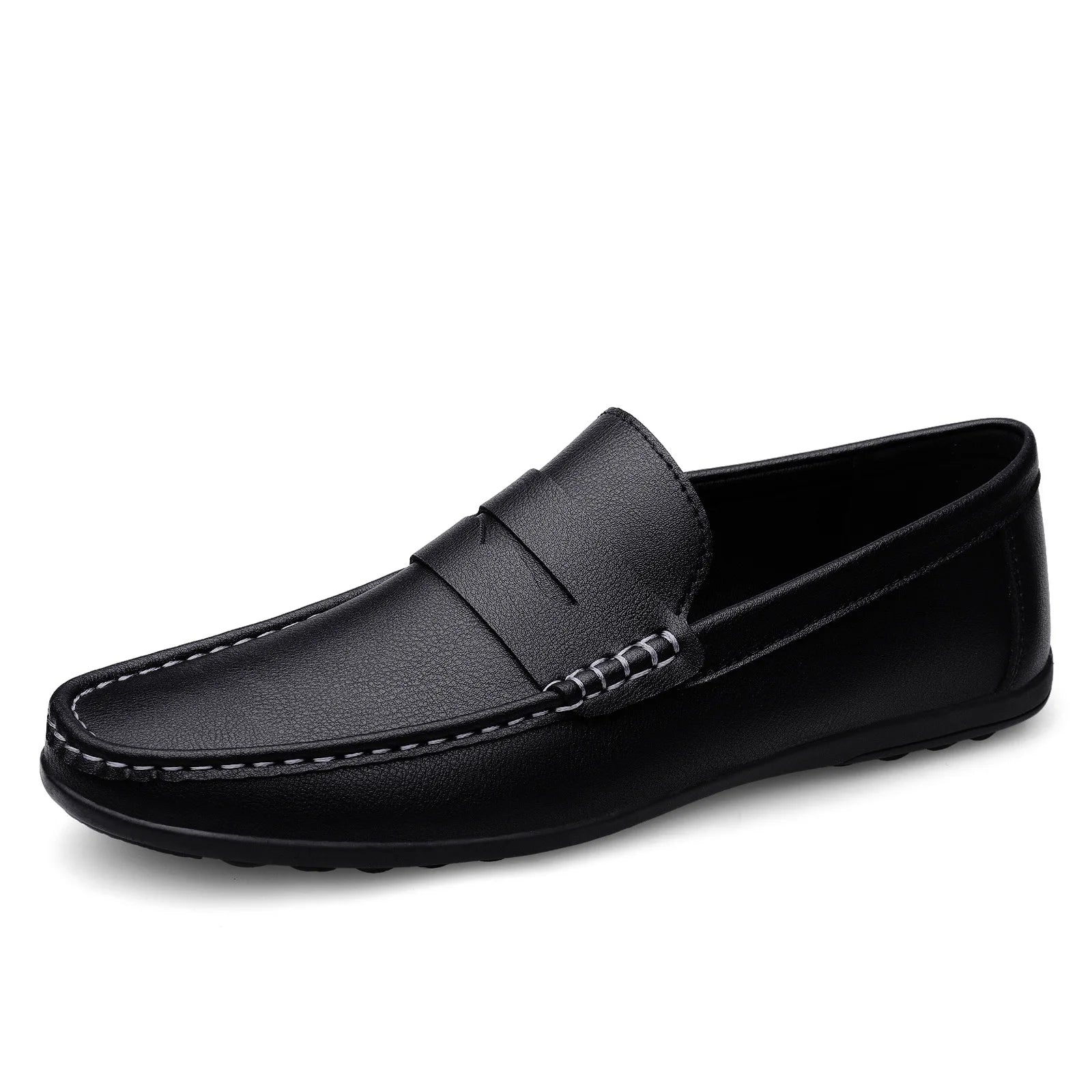 Leather men's shoes 2024 summer new driving flat casual style men's shoes trendy fashion outdoor lazy loafers men's shoes