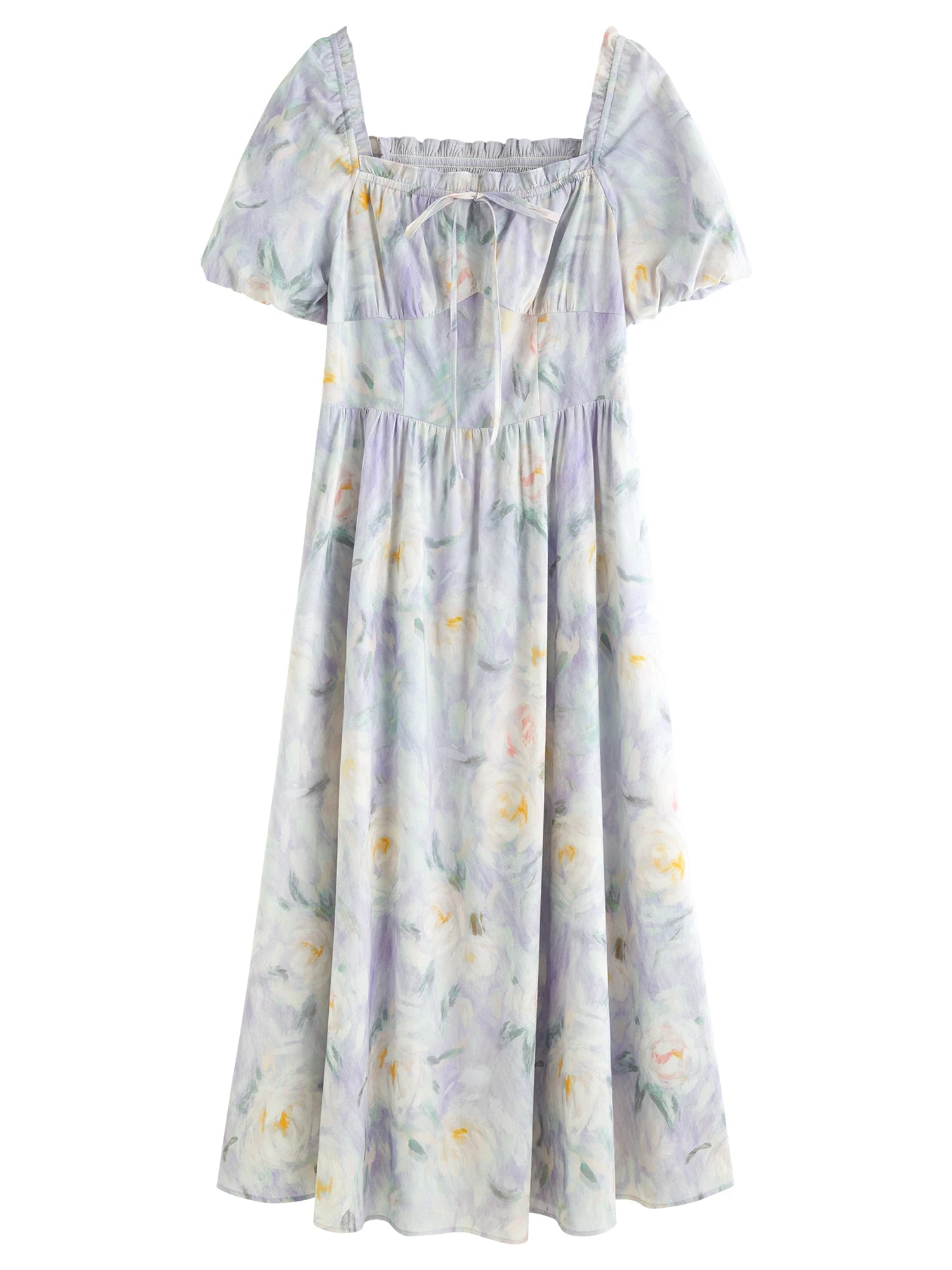 DUSHU French romantic oil painting skirt 2025 summer new product temperament sweet waist dress 25DS82735