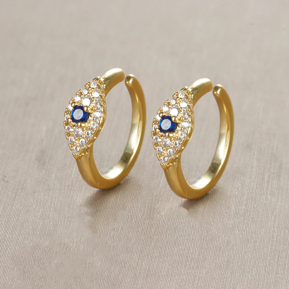 Fashion Gold Color Stainless Steel Ear Evil Eye Drop Earrings For Women