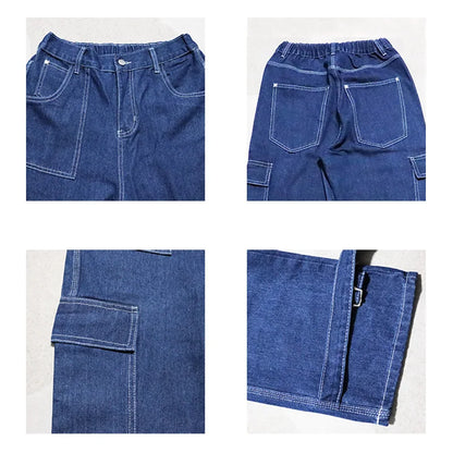 Cargo jeans mens Wide Leg Denim pants Loose Jeans