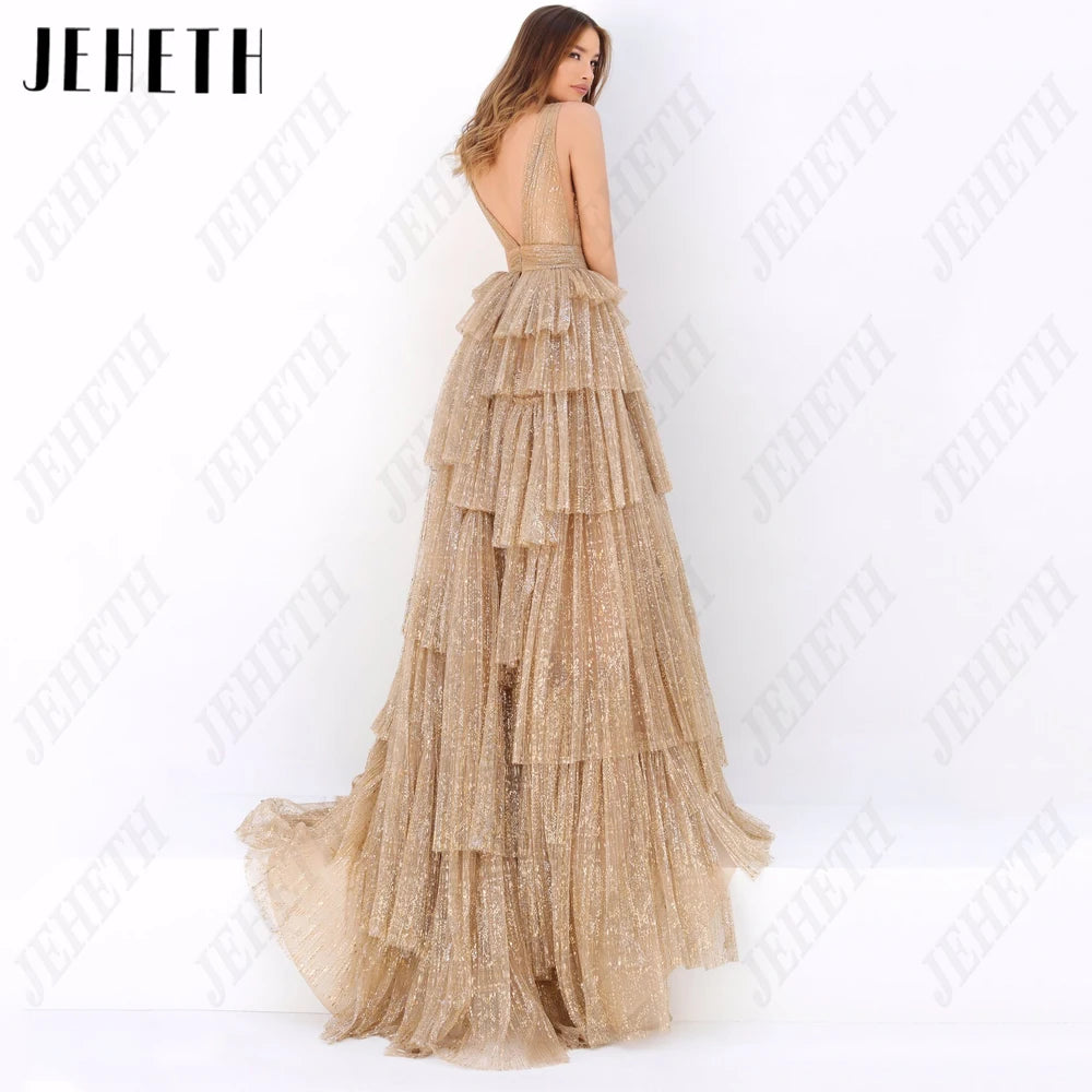 Tiered Evening Dresses Luxury Sparkly Tulle Bespoke Occasion Dress