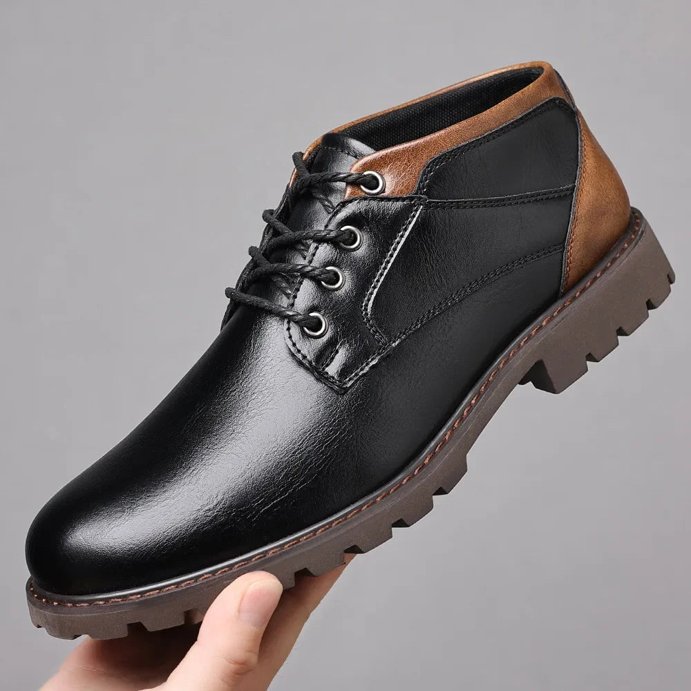 High Quality Men Boots Leather Autumn Winter Low-top Shoes Business Casual British Ankle Boots Trendy Elegant Men's Work Boots