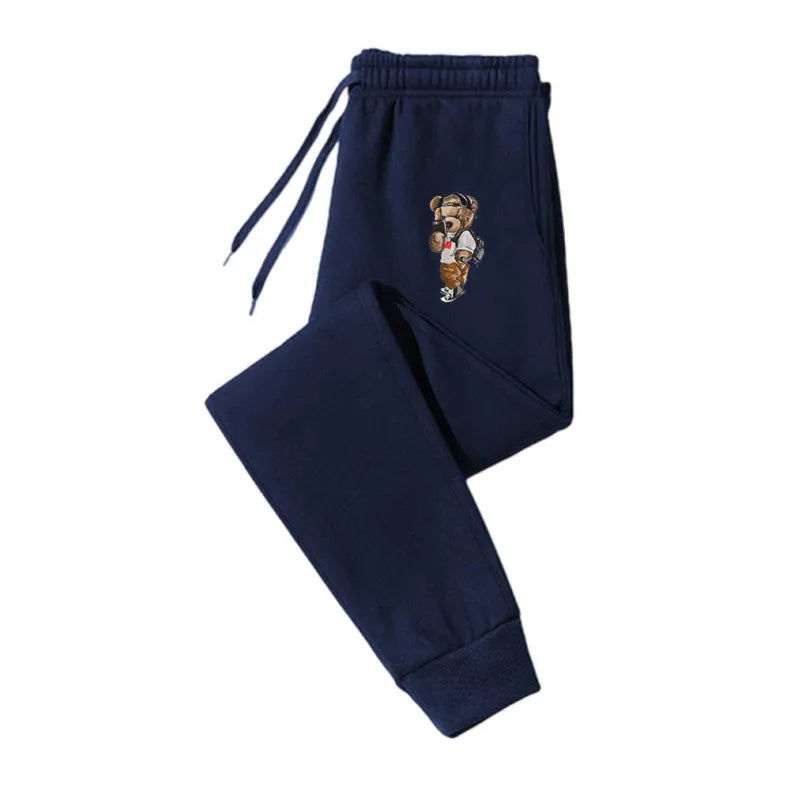 Drawstring Polyester Fiber Embroidery Casual Trousers