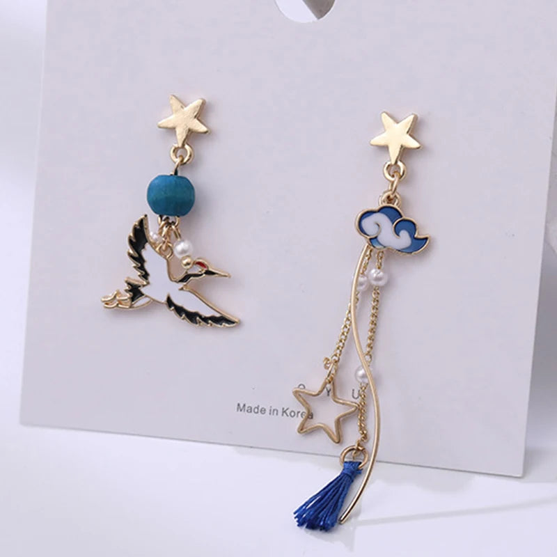 Cloud Crane Dangle Earrings For Women