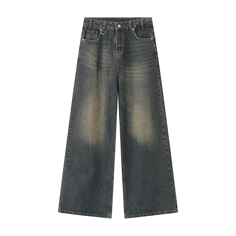 Vintage Men's Baggy Denim Trousers Streetwear Wide Leg Pants