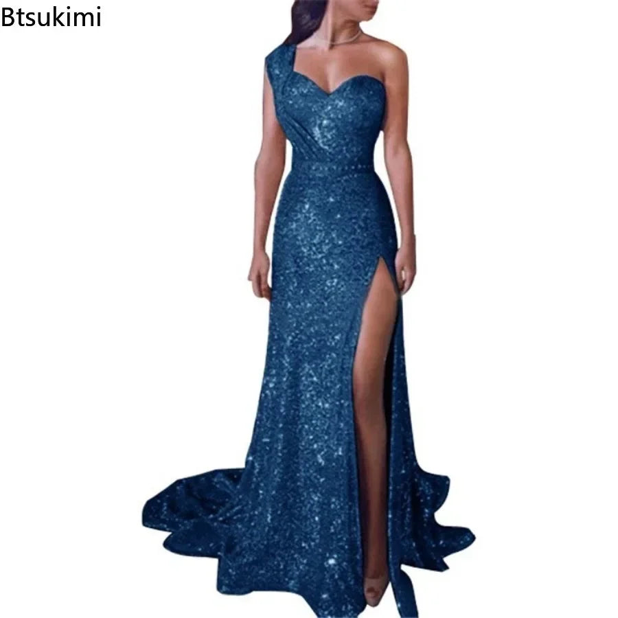 Evening Elegant Sexy Deep V Neck Sleeveless Sequined Dresses