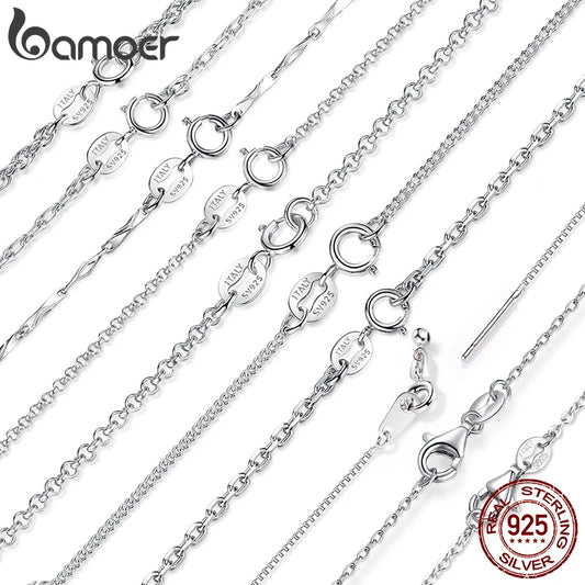 Classic Basic Chain Sterling Silver Lobster Clasp Necklace