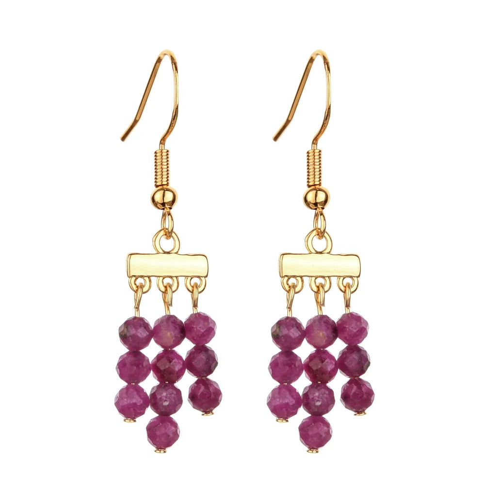Natural Stone 3 Layer Drop Dangle Earrings for Women