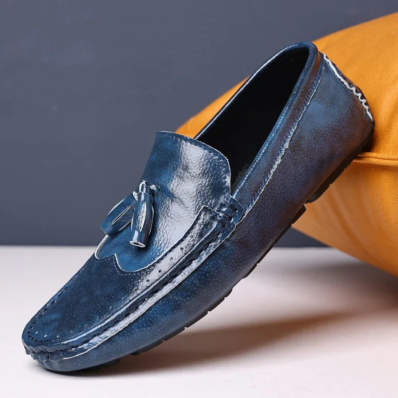 2024 Leather Men Footwear Slip on Man Shoes High Quality Wedding Party Mens Casual Shoes Breath Driving Lazy Loafers Moccasins