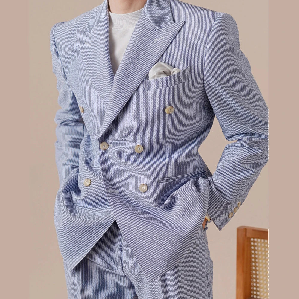 Double-Breasted Suit Set For Men