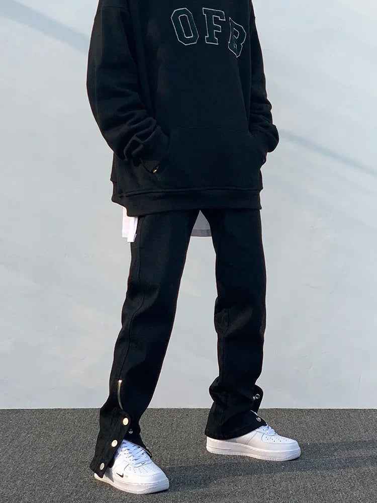 Y2k Men’s Jeans Black Color Hip Hop Techwear Men Pants