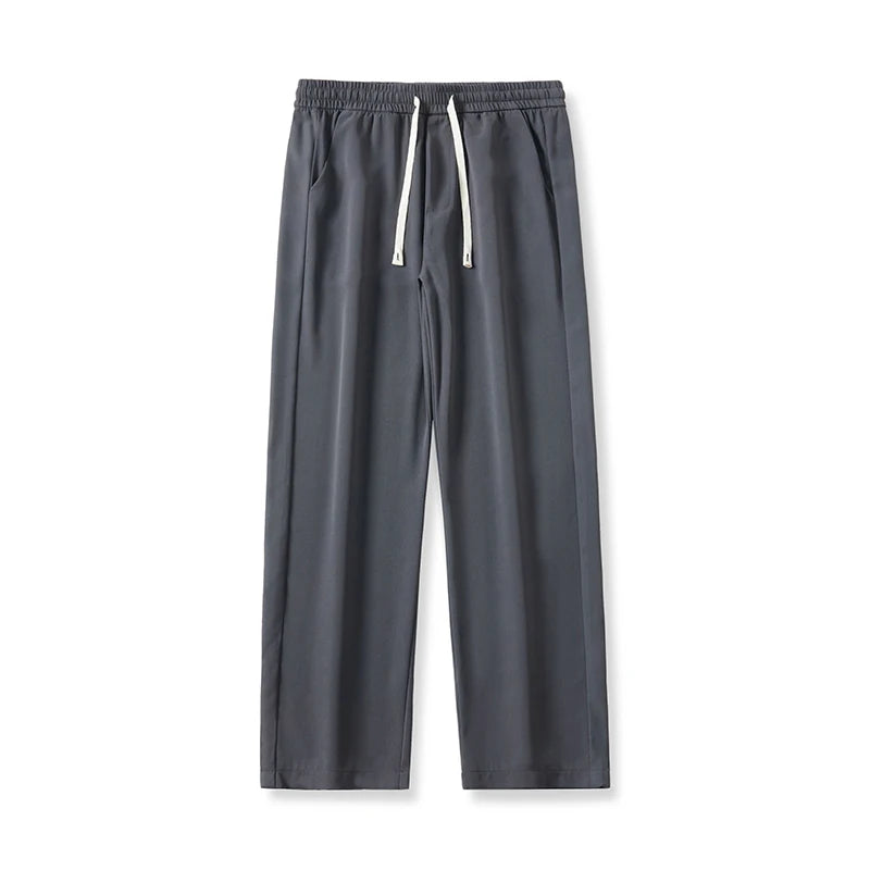 Size M-5XL Loose Straight Mens Casual Pants Fashion Streetwear Korean Cool Ice Silk Trousers Quick-dry Jogging Man Sweatpants