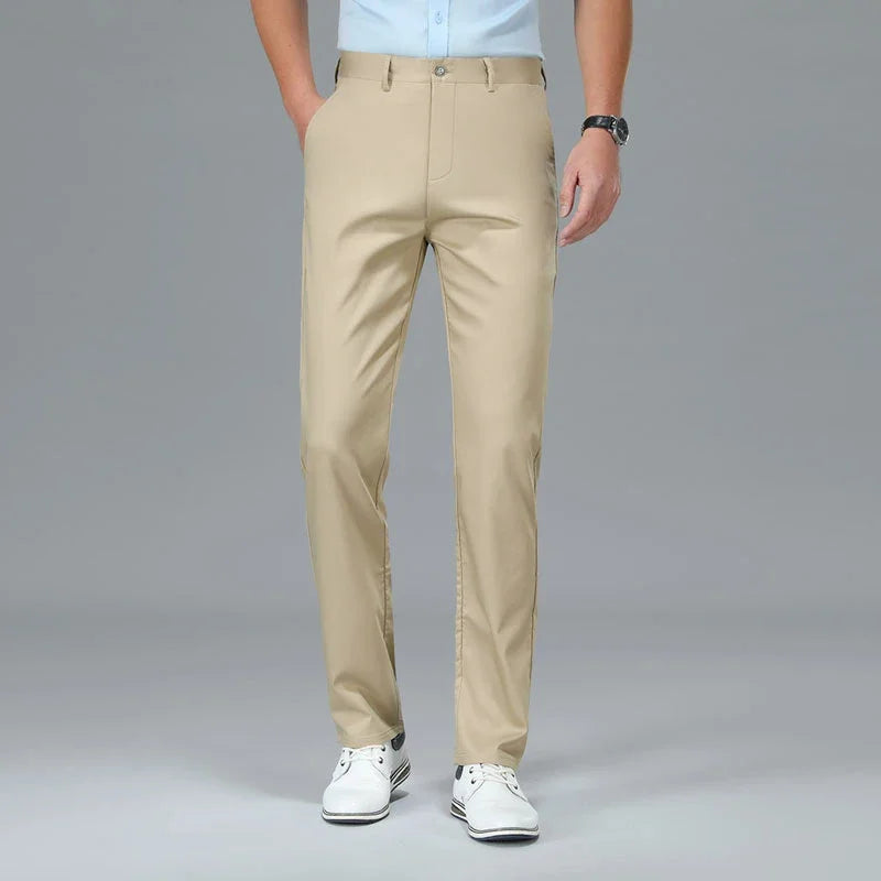 Bamboo Fiber Luxury Straight Pants Men Formal Suit Trouser