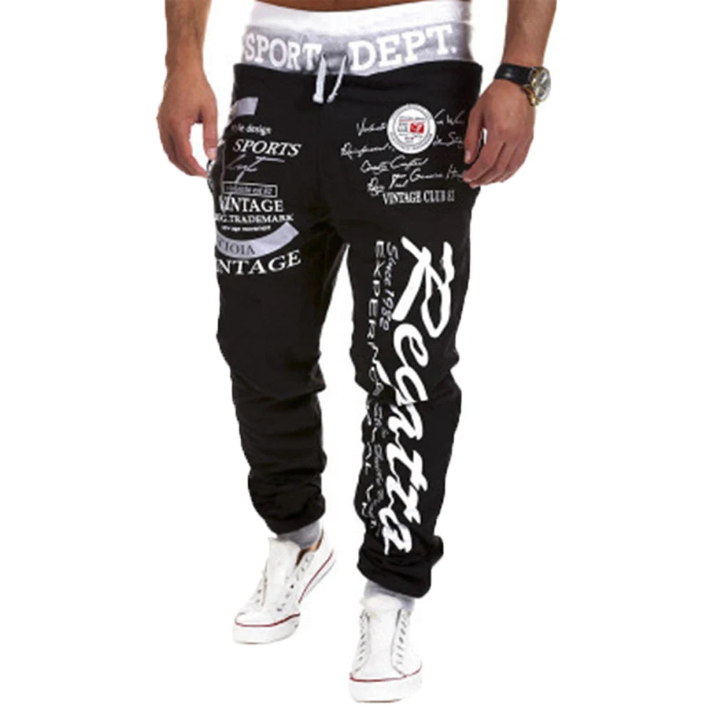 Men's Active Letter Print Joggers Trousers