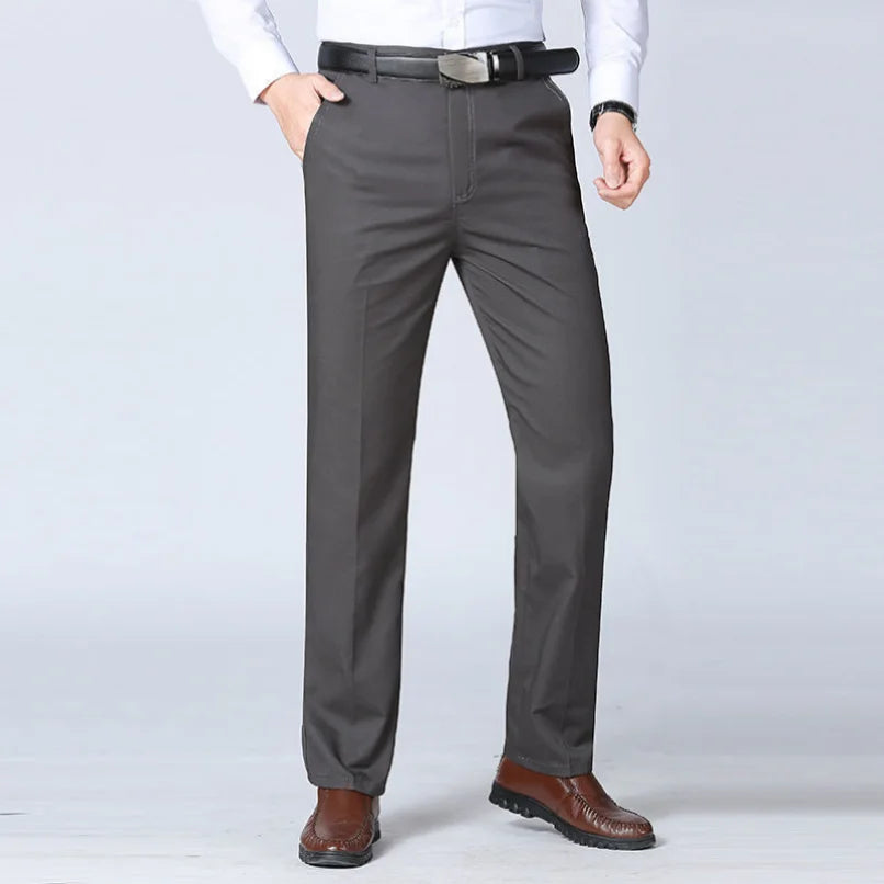 Cotton Straight Suit Pants Men's Loose Trousers