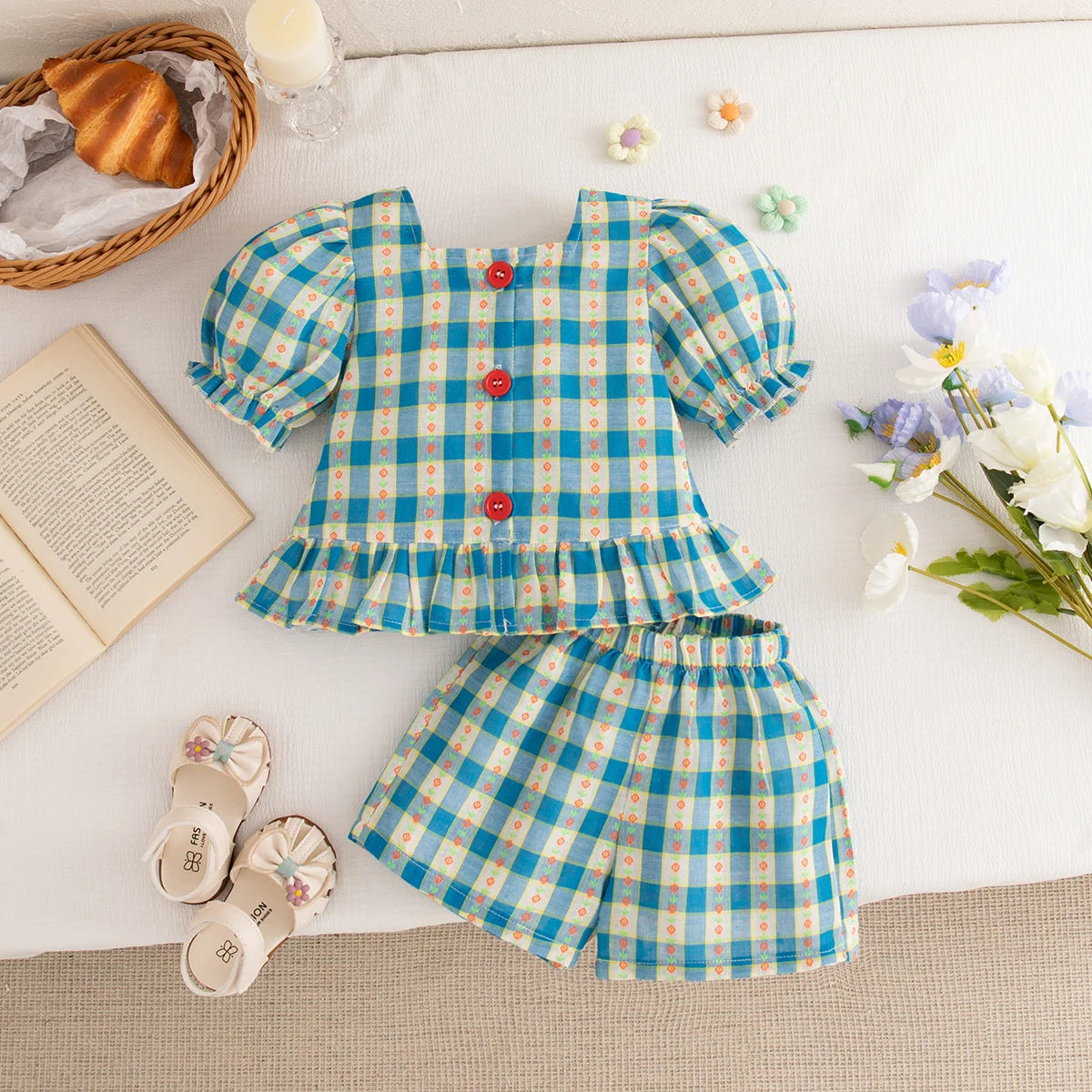 Baby Girl Bubble Sleeve Top And Shorts