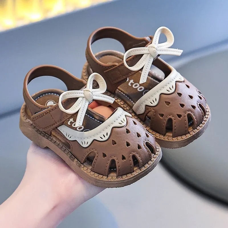 1-4Years Toddlers Shoe Children's Summer Sandals Baby Girls Breathable Bow Sandals Soft Sole Anti slip Princess Hollow Shoes