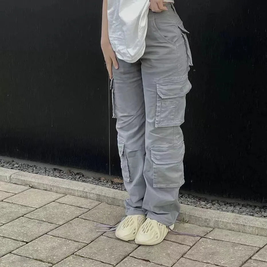 2024 European and American New Women's Street Hip Hop Style Low Waist Fashion Trendy Workwear Denim Casual Pants for Women