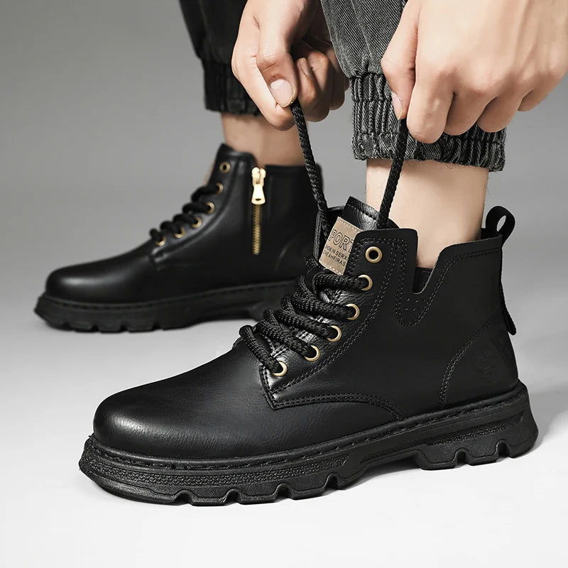 Retro Style Lether Boots For Men