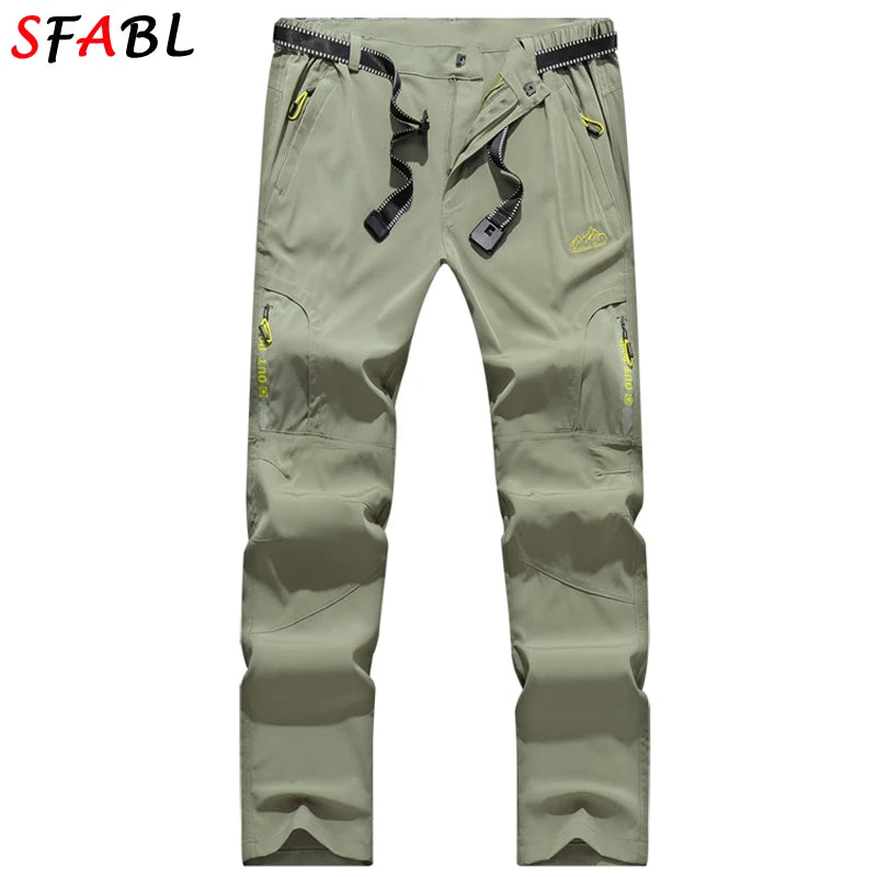 Quick Dry Hiking Pants Men Stretch Waterproof Tactical Pants Zipper Pockets