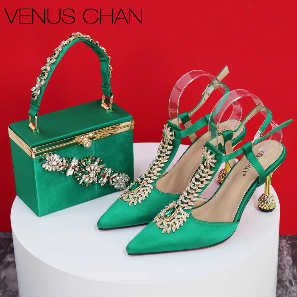 Women Party Shoes Matching Bag Set For Luxury Wedding Party